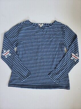 Crew Cuts Girls' boatneck T-shirt in blue star-patch stripe sz XL (12-14)